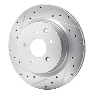 Infiniti G35 Brake Rotor (1) - Rear Left - R1 Concepts - Drilled & Slotted - Silver - `03-`08
